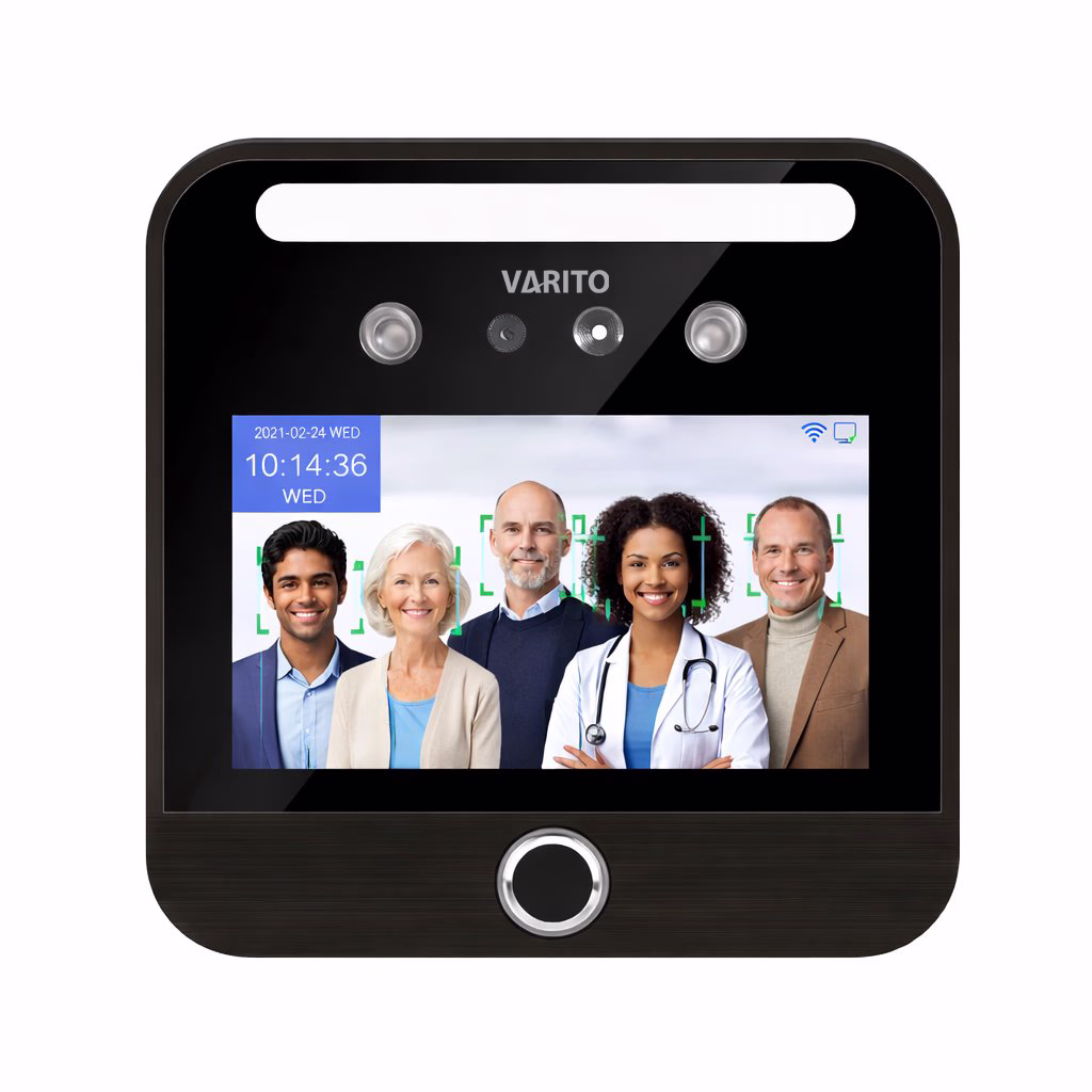 VARITO VM-AI03F Dynamic Face and Fingerprint Recognition Terminal biometric device for secure access control and attendance management.
