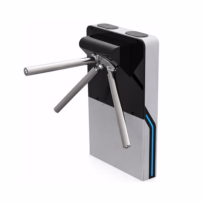 VARITO VT-EF1213 Tripod Turnstile security gate with stainless steel body for controlled pedestrian access in commercial and public environments.