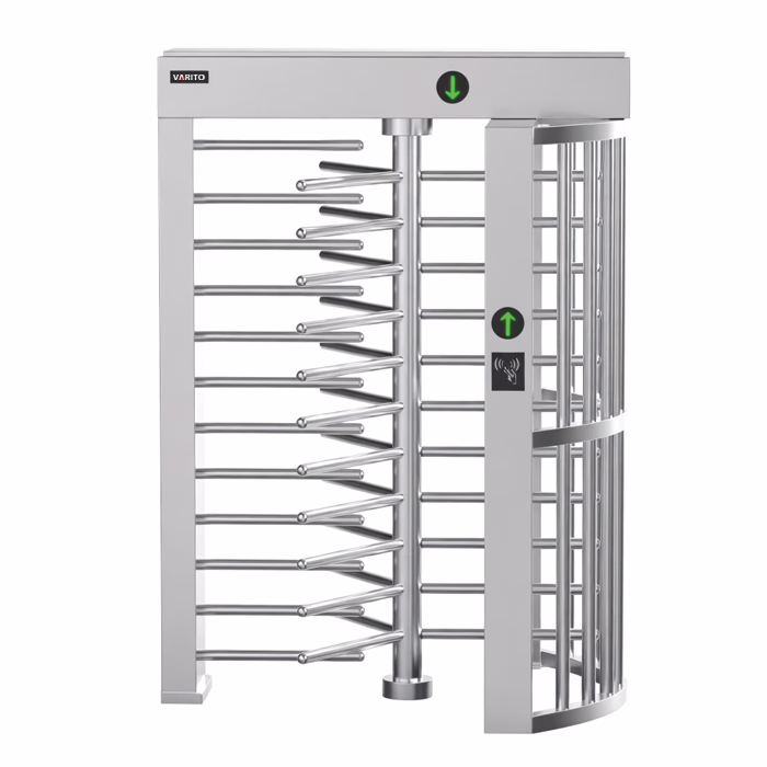 VARITO VT-411 Full Height Turnstile security gate for controlled pedestrian access in high-security industrial and commercial facilities.