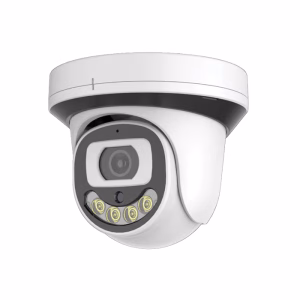White VARITO VA-W543TG4 4MP IP Warmlight Dome Camera featuring built-in warm white LEDs and a vandal-resistant housing for full-color night vision surveillance.