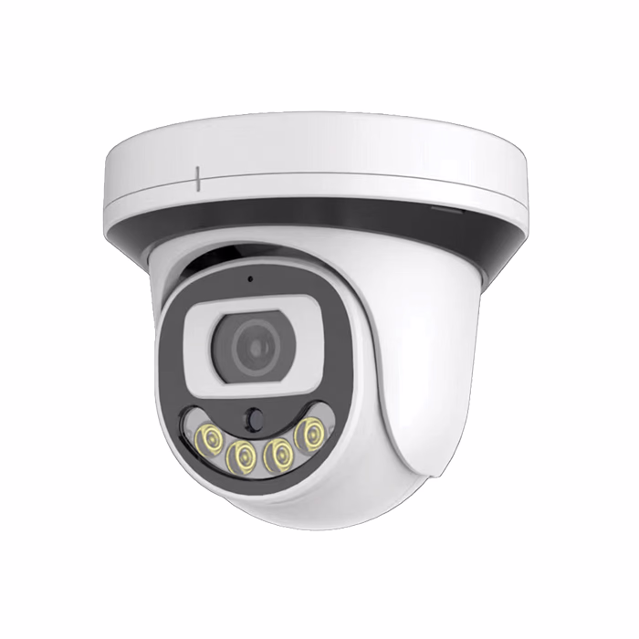 White VARITO VA-W543TG4 4MP IP Warmlight Dome Camera featuring built-in warm white LEDs and a vandal-resistant housing for full-color night vision surveillance.