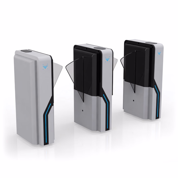 VARITO VT-EF2213 Flap Barrier Turnstile Gate with automatic glass flaps for secure pedestrian access control